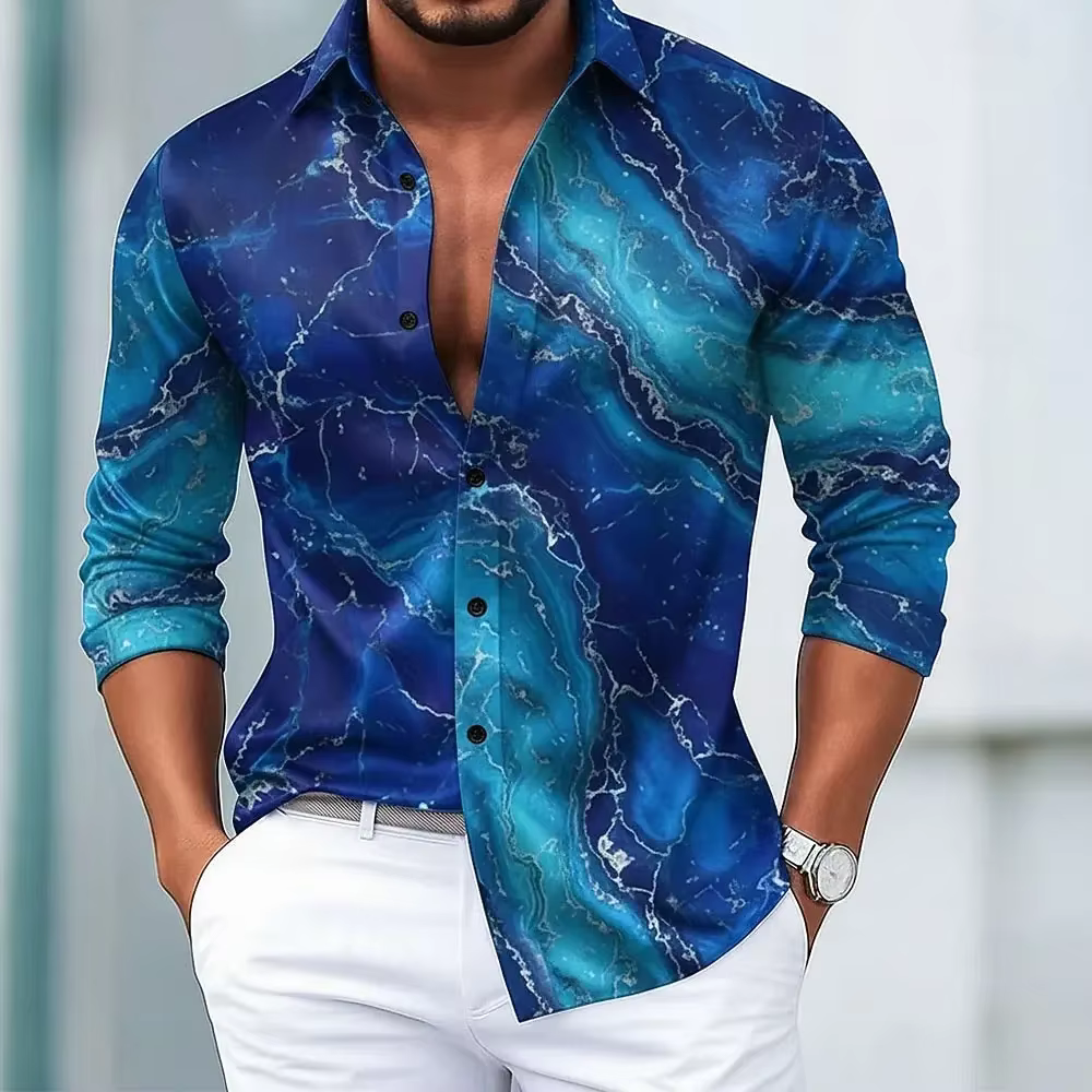 Chemise à imprimé Floral pour hommes, chemise formelle rétro vacances quotidiennes automne et hiver