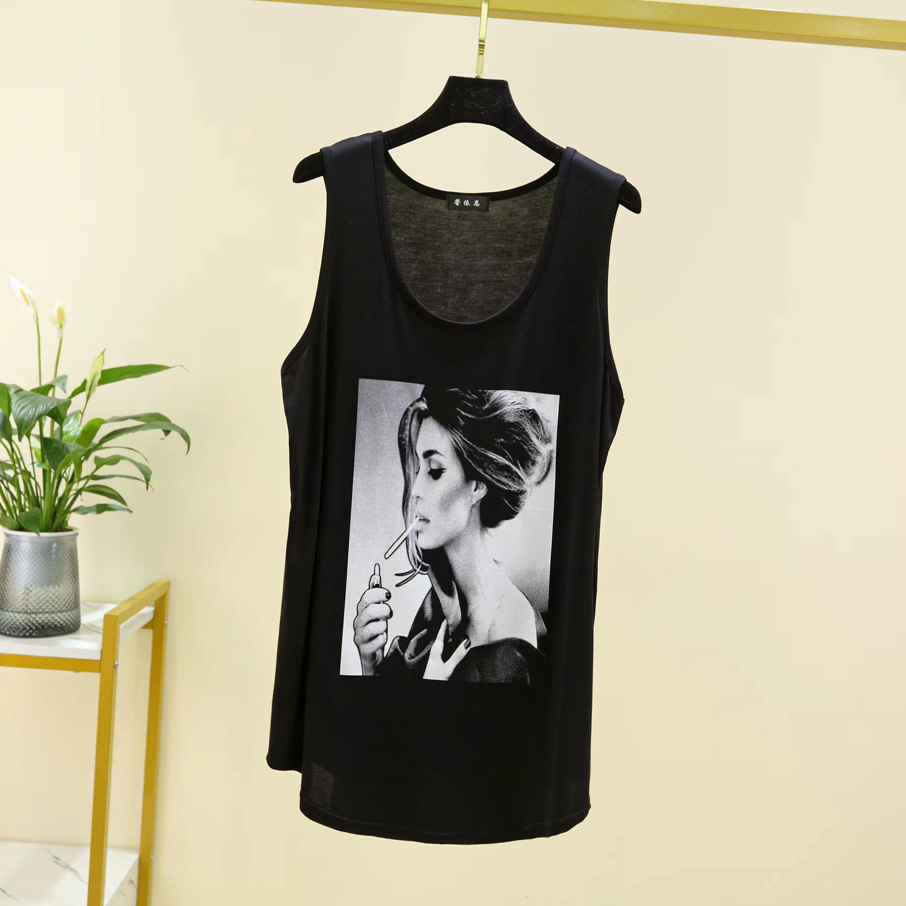 Débardeur Long sans manches pour femmes, col rond, mode imprimé tête de beauté, décontracté, ample, 