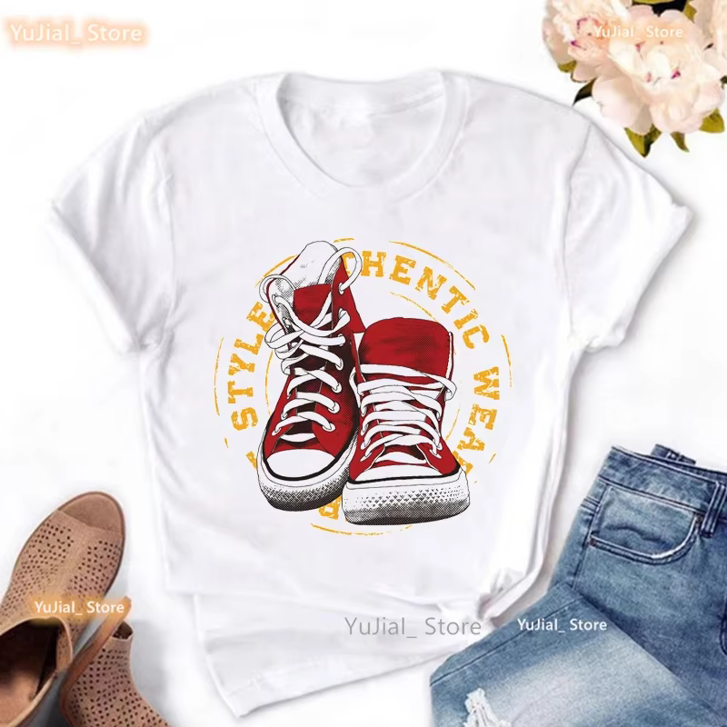 T-shirt imprimé fleurs pour femmes, Love High Shoes, T-shirt femme Harajuku, Shipping Is My Cardio, 