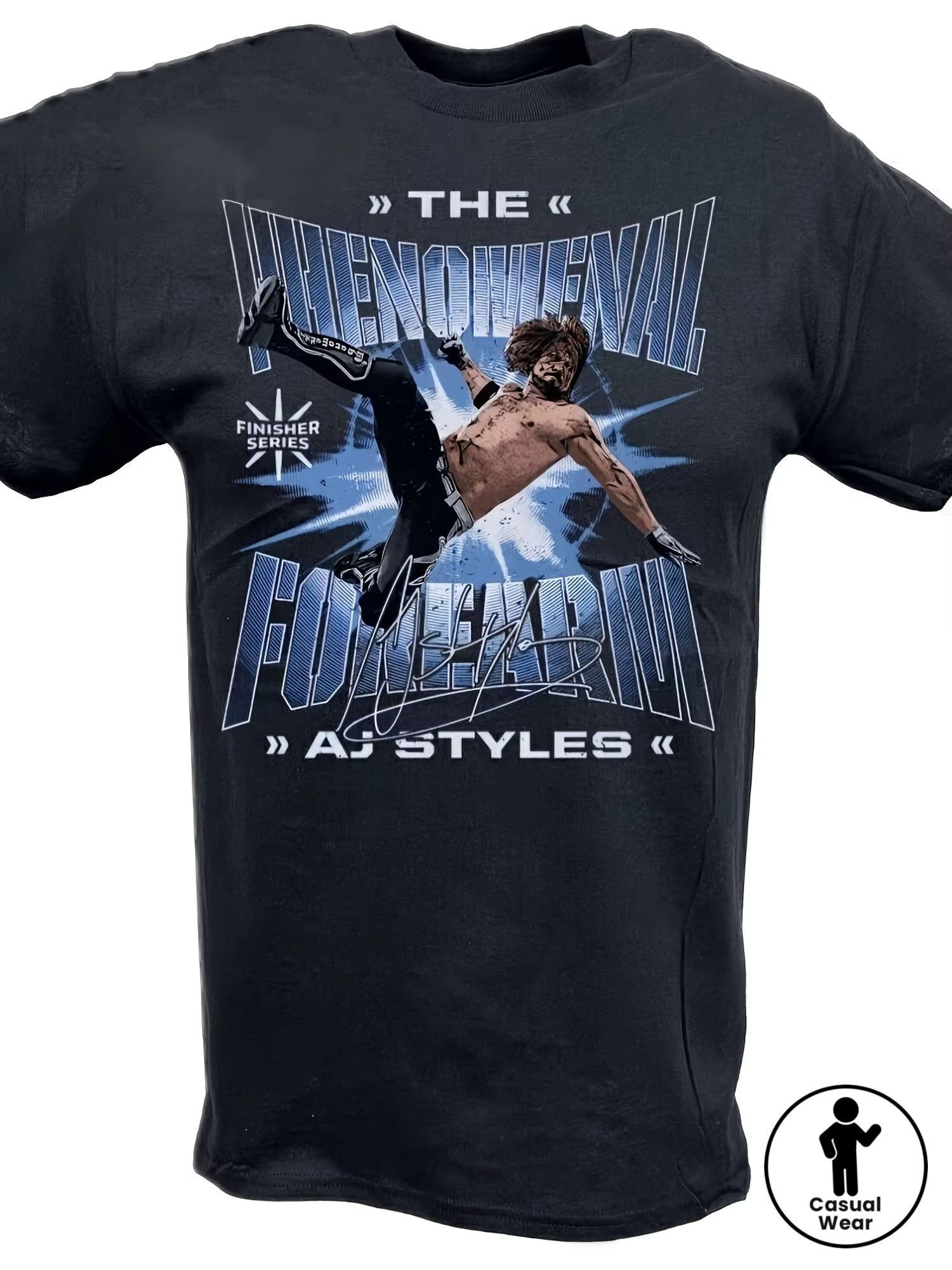 T-shirt de lutte pour homme AJ Styles « Flying Phenomenal » – Coton épais 230 g/m² à col rond avec m