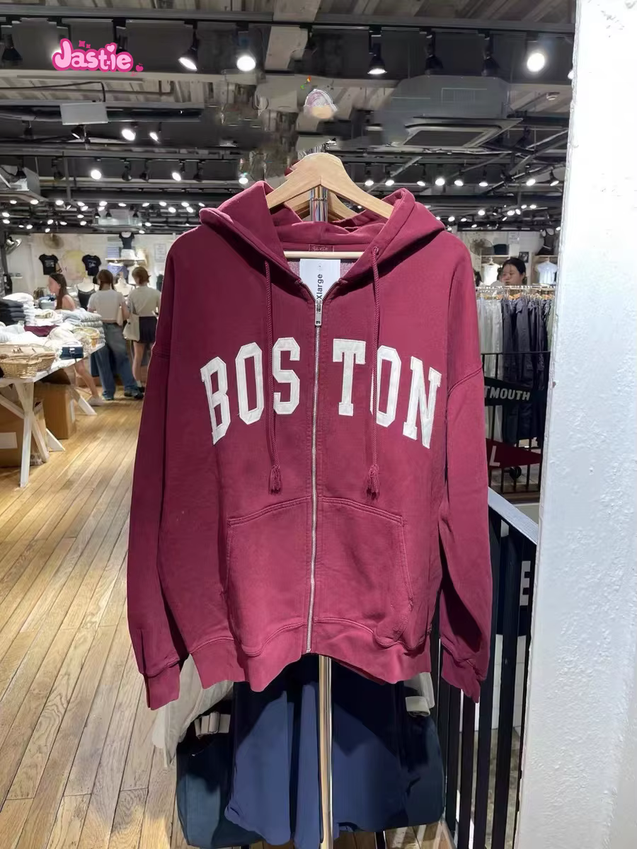 Sweat à Capuche en Coton pour Femme, Vêtement Décontracté, avec Lettres Imprimées, Fermeture Éclair,
