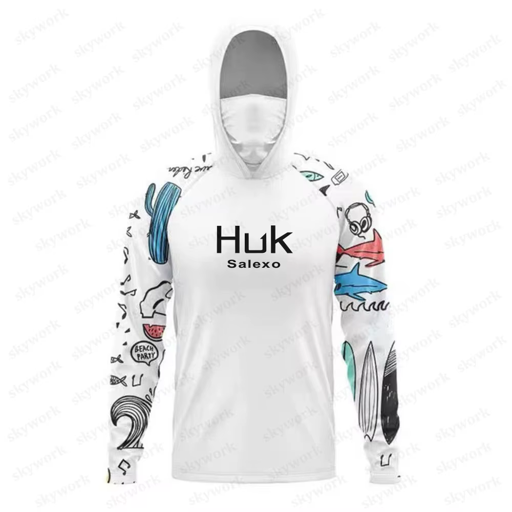 Huk SalexoHUK UPF 50 + manches longues à capuche couverture faciale chemises de pêche séchage rapide