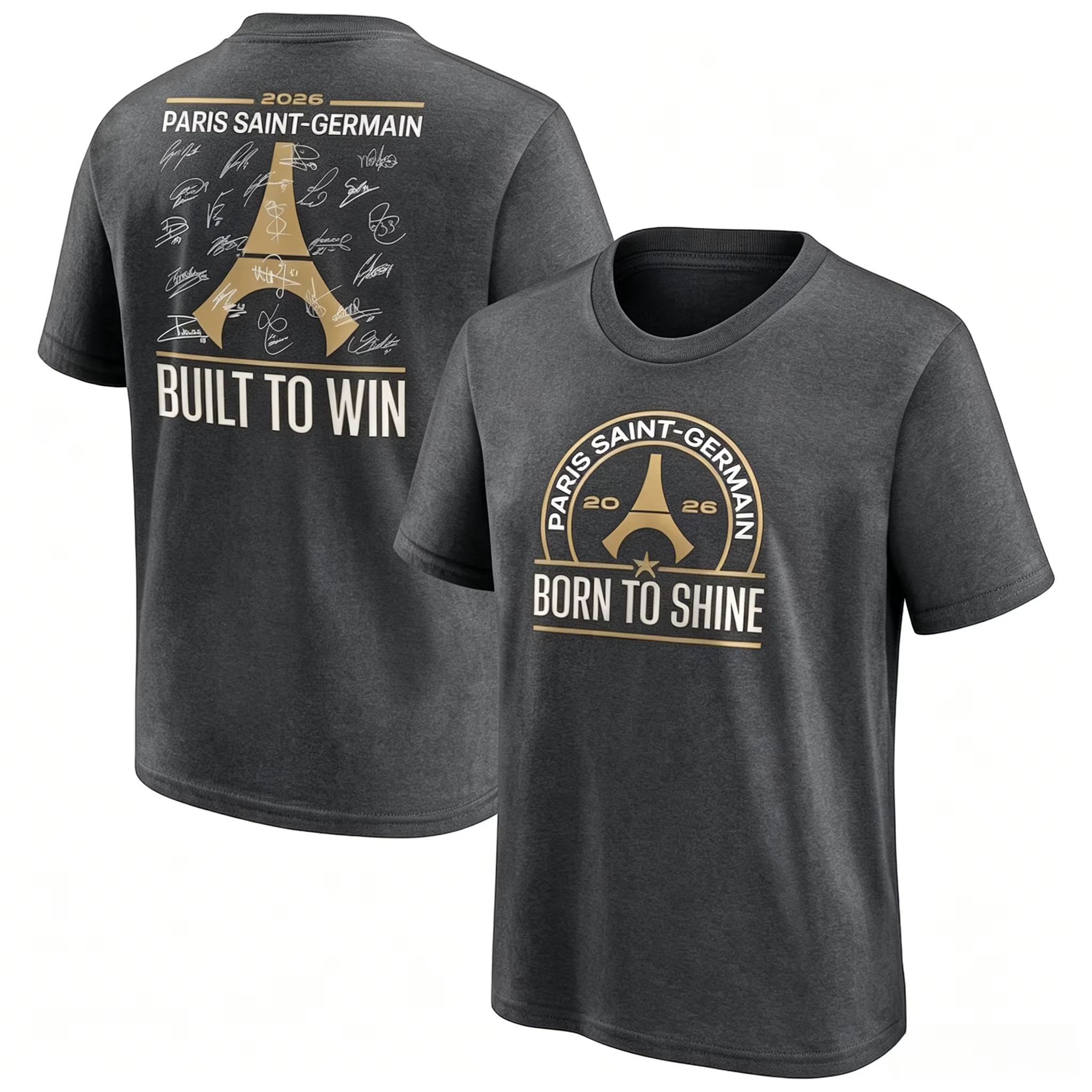 T-shirt PSG Paris 2026 - Équipe des Champions d'Europe - Nouvelle Collection Été - Hommes et Femmes 