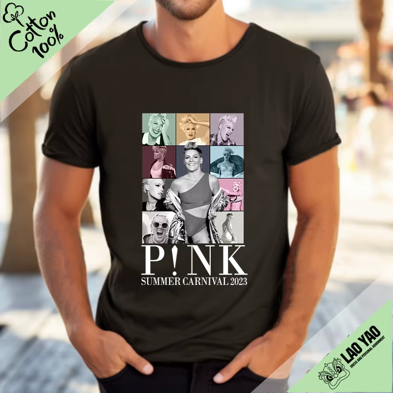 P!nk-T-shirt de festival de musique pour femme, chemise rose Singer Tour, Streetwear, vêtements goth