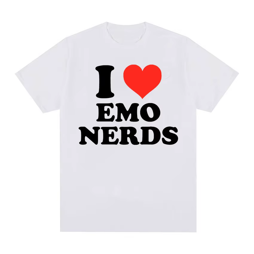 T-shirt à manches courtes pour hommes et femmes, style années 90, I Love Emo Nerds, à la mode, décon