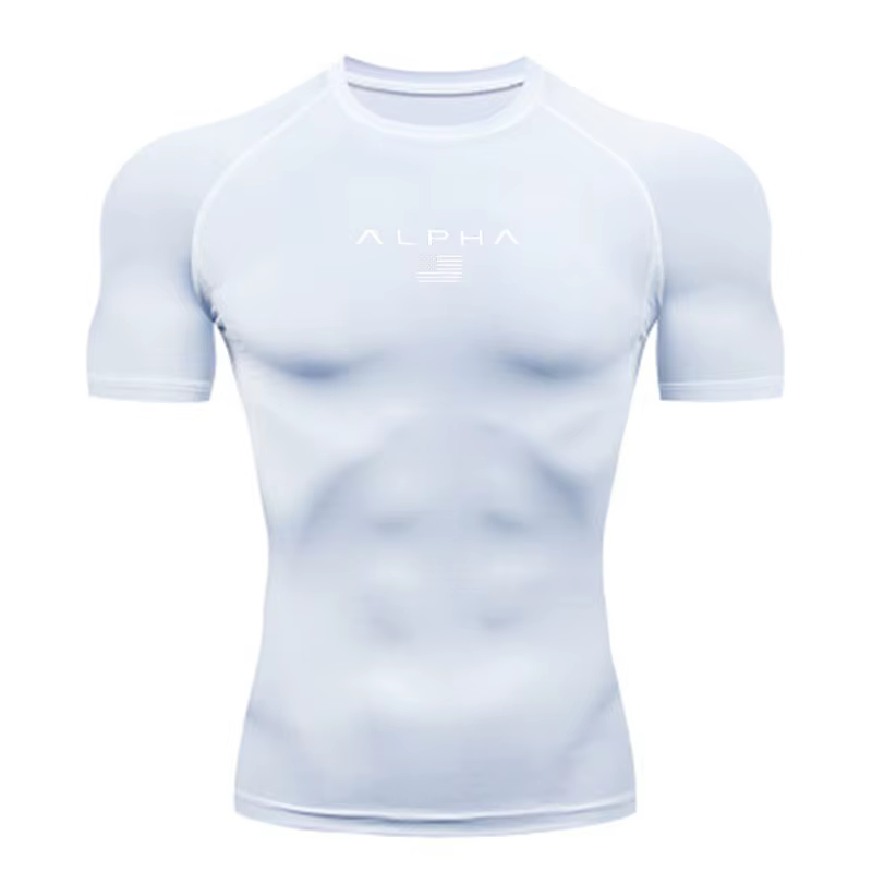 T-shirts compressés pour hommes, vêtements de sport d'été, t-shirts de course, hauts de sport élasti