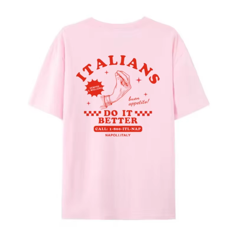 Les italiens font mieux T-Shirt drôle dos imprimé ample Style rétro italie amant T-Shirt mignon nour