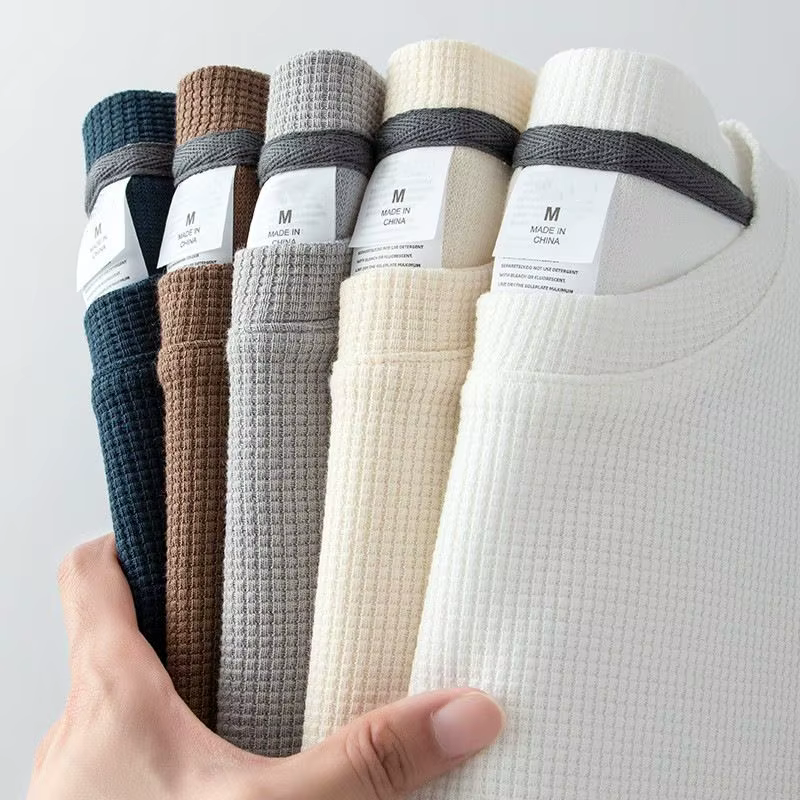 T-shirt gaufré à manches courtes pour hommes et femmes, haut d'été japonais à col rond et demi-manch