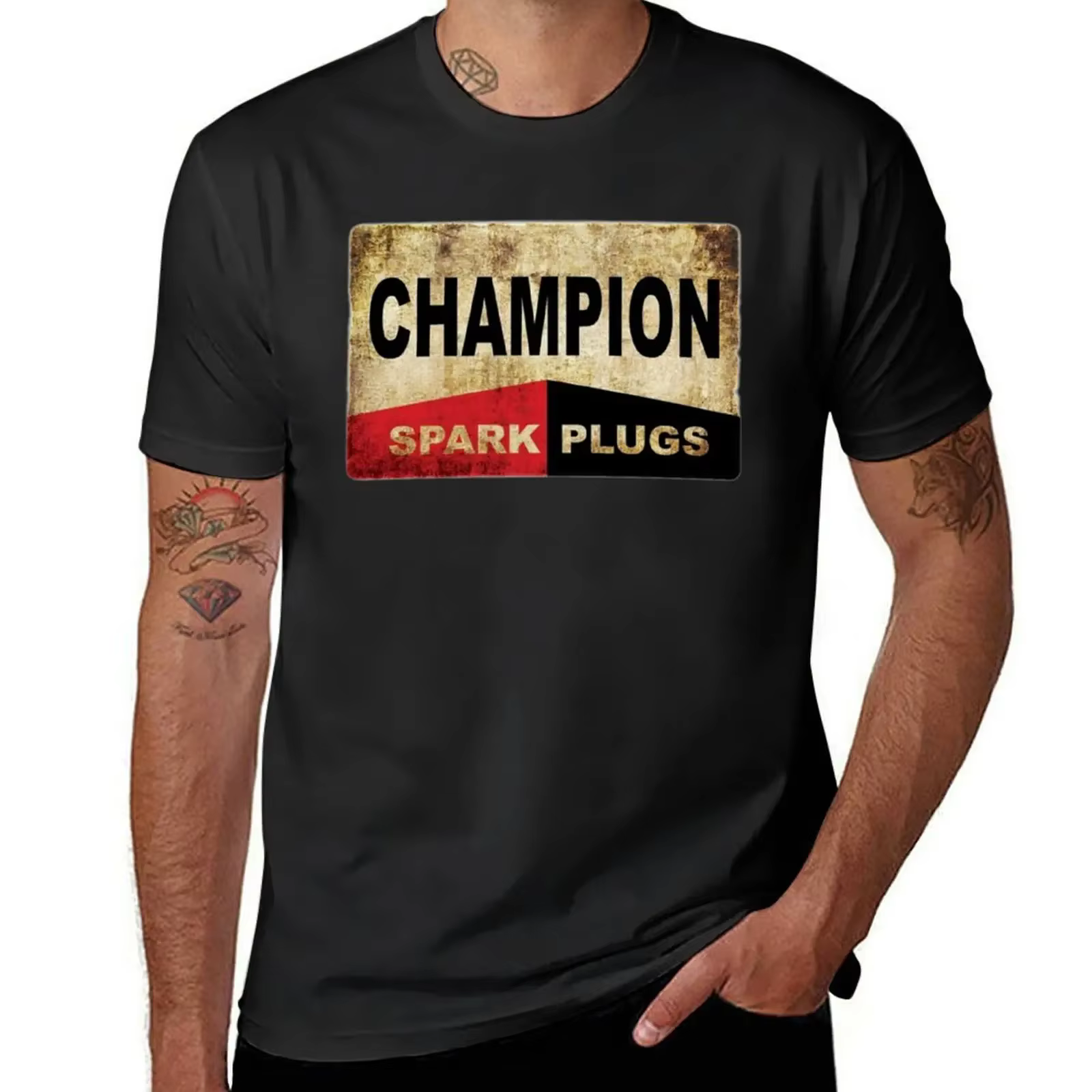 T-shirt graphique pour homme, estival et estival, Champion Spark Plugs