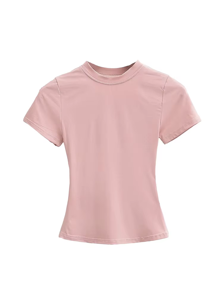 T-shirt manches courtes pour femmes, décontracté, de haute qualité, Sexy, Slim, tendance, couleur un