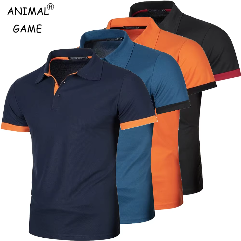 Polo à manches courtes pour hommes, couleur unie, Streetwear, t-shirts légers à revers pour hommes,