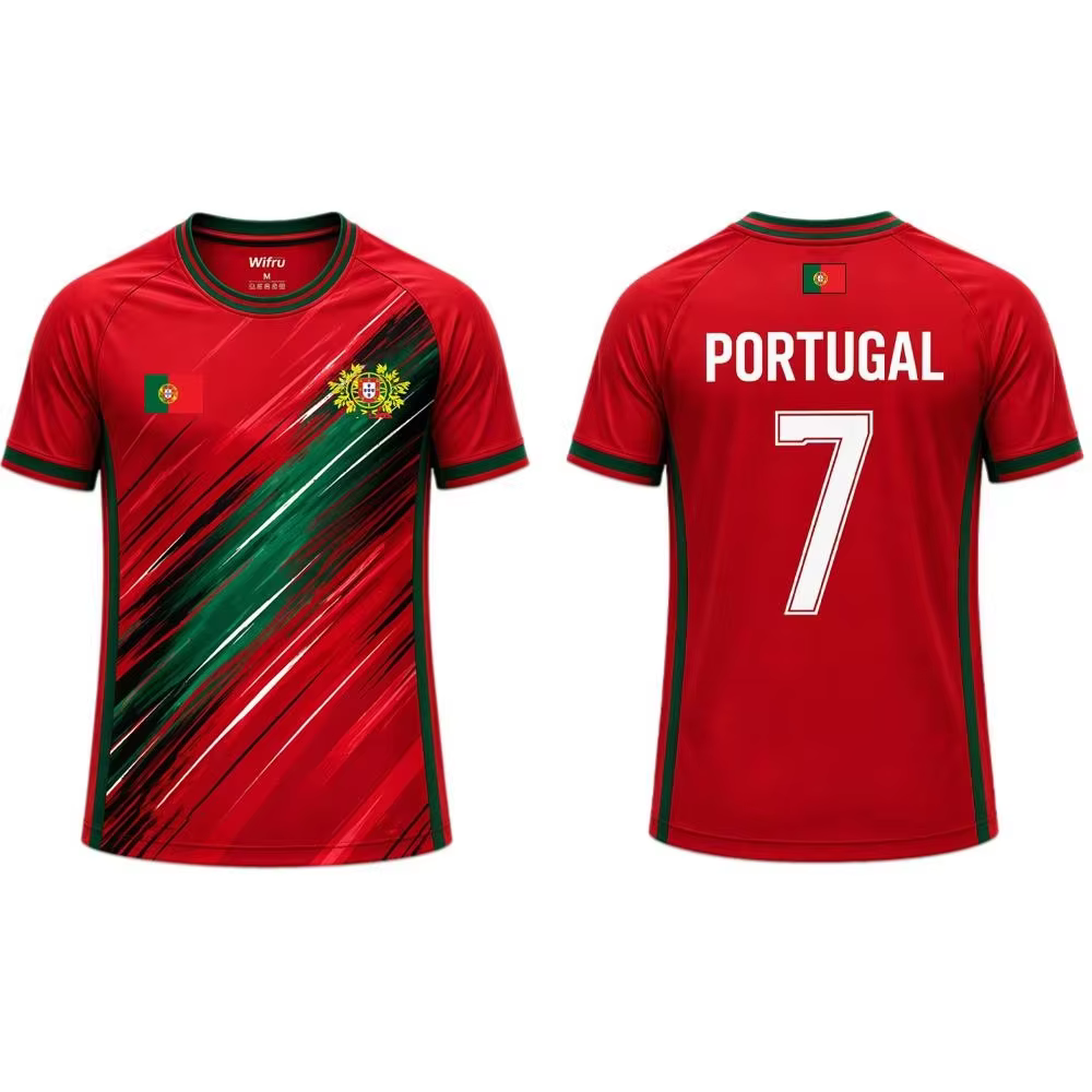 Nouveau maillot de football du Portugal, respirant, à manches courtes, pour l'entraînement sportif e