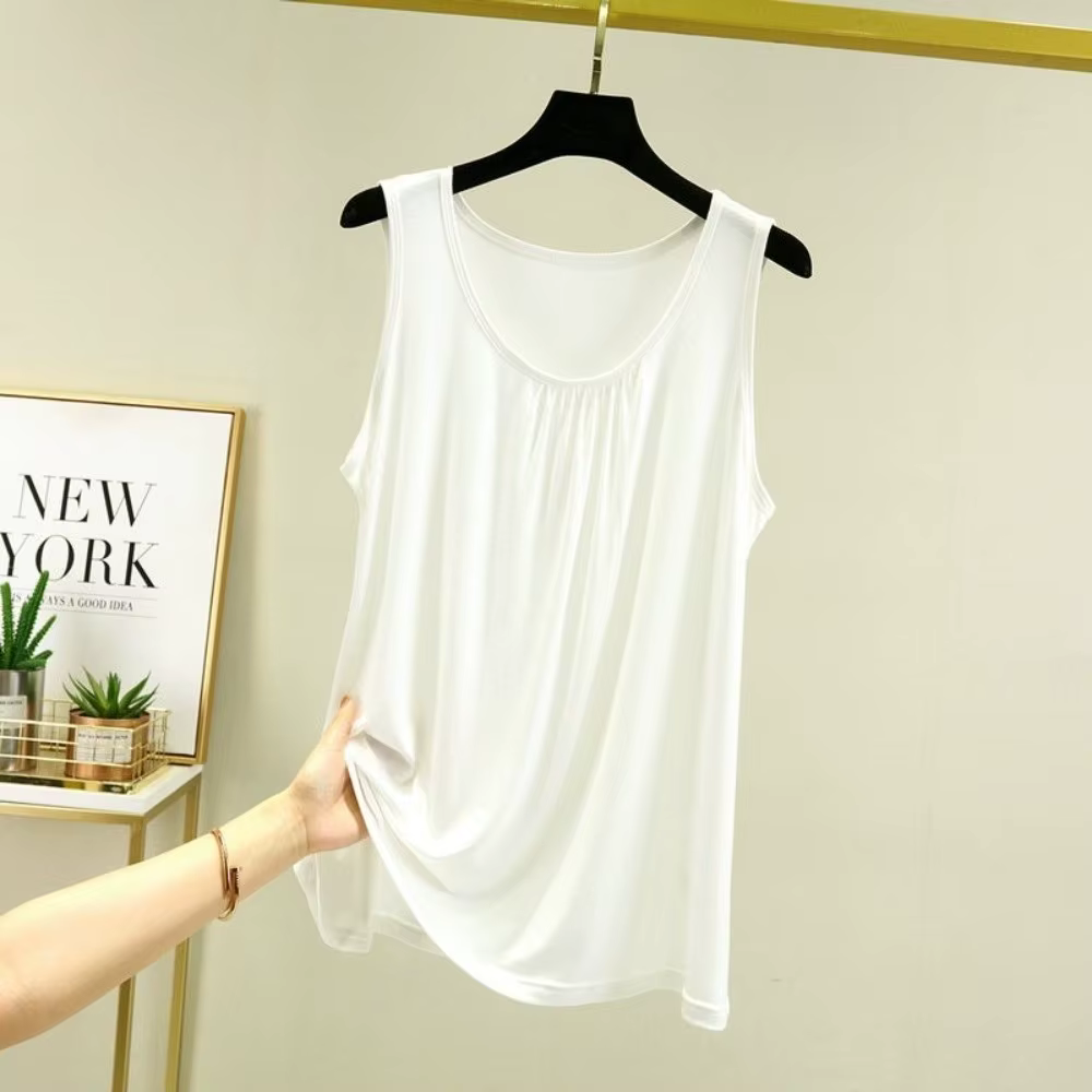 Débardeur décontracté ample en modal pour femme, grande taille, col rond, idéal pour la maison