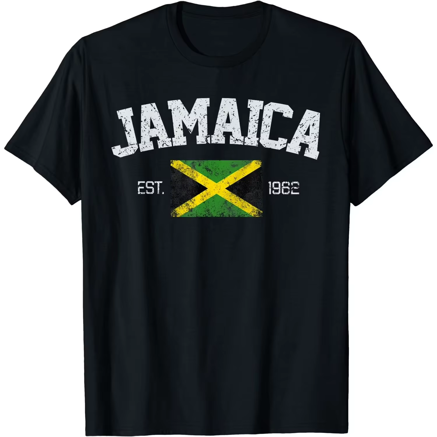 T-shirt décontracté à manches courtes et col rond pour homme avec imprimé drapeau de la Jamaïque 196