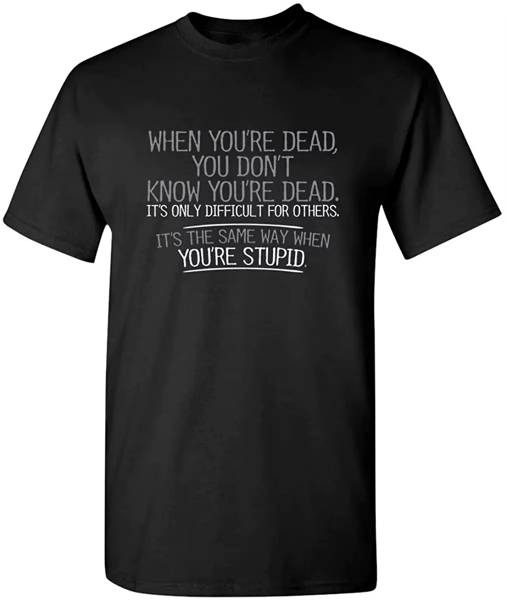 T-shirt imprimé humoristique pour homme, streetwear, humoristique et tendance, avec texte et mots, W