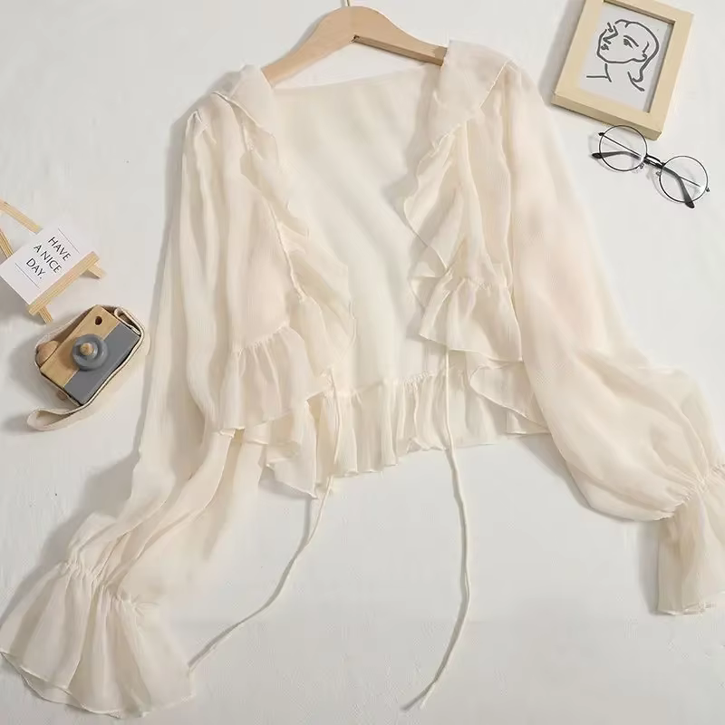 Vestes à volants à lacets pour femmes, Streetwear de haute qualité, résistant au soleil, tout match,