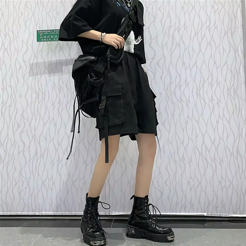 Short Cargo longueur genou pour femmes BF Couple jambes larges Cool Ins Empire outillage poches Vint