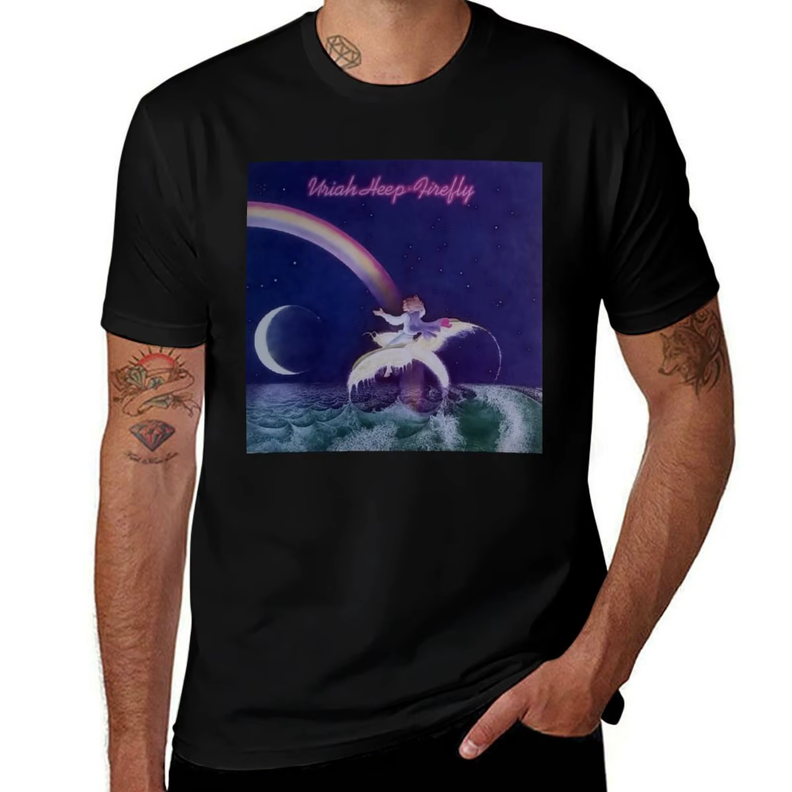 Uriah Heep - T-shirt Firefly confortable et basique à col rond
