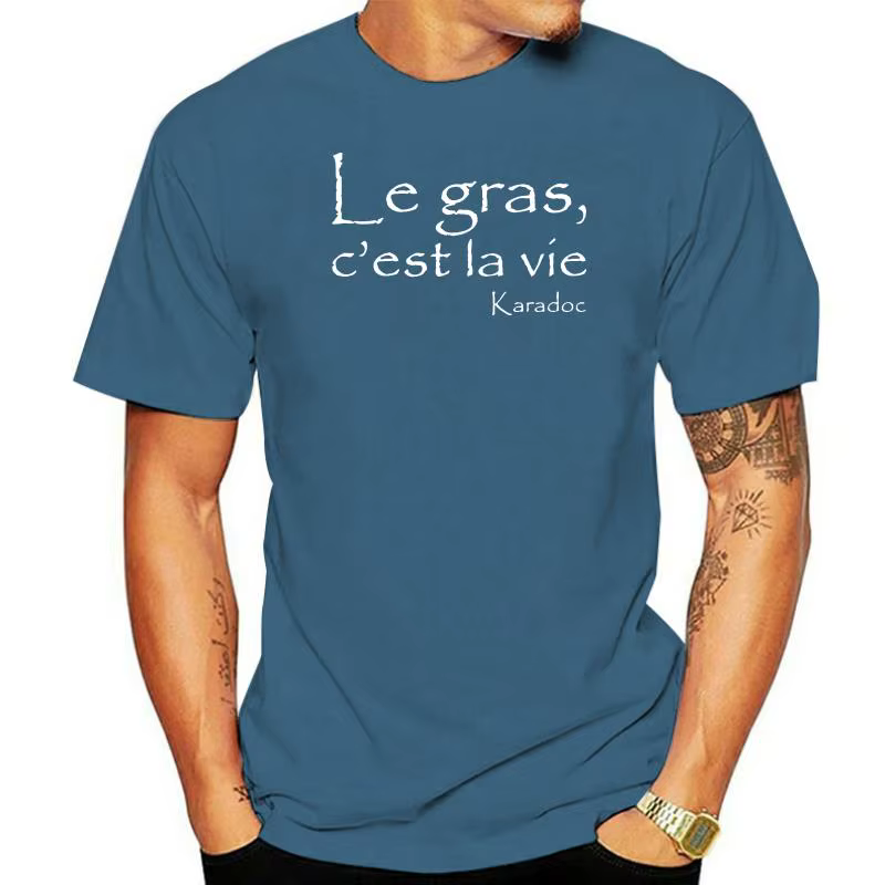 T-shirt noir décontracté pour hommes, Kaamelott, Karadoc, Le Gras, Cest, La Vie, T-Coalition, Fashio