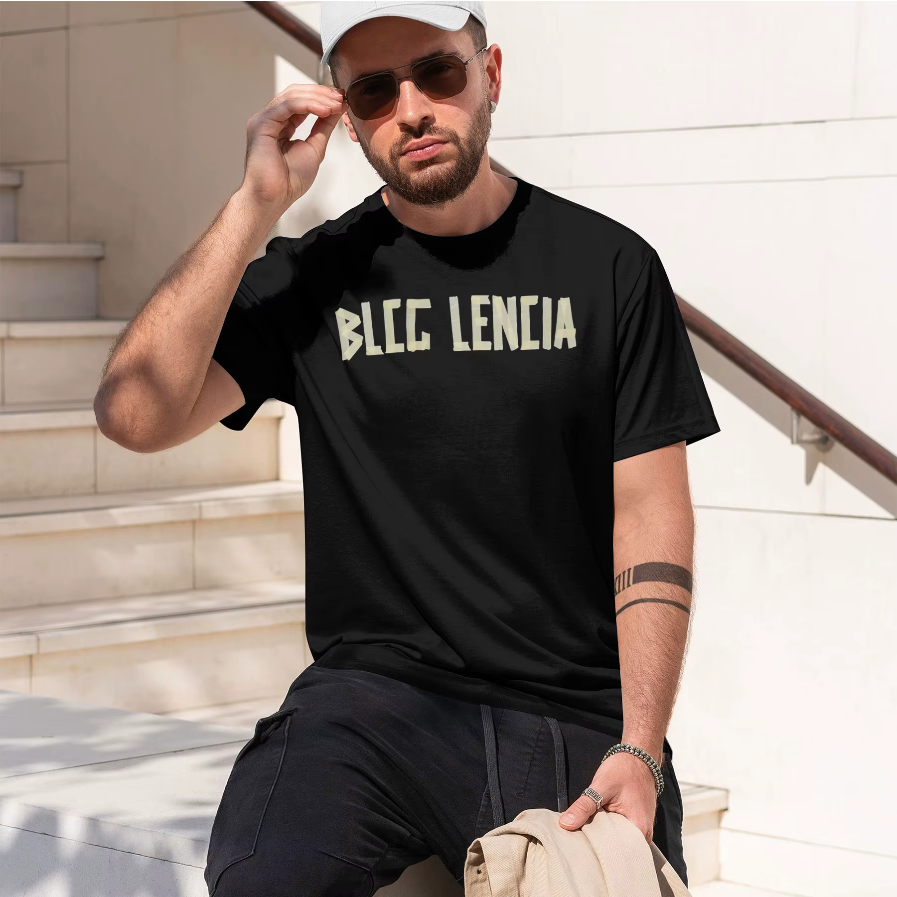 BLCG LENCIA 2026 nouveau t-shirt à col rond imprimé rétro tendance et lourd, très vendu, pour un con