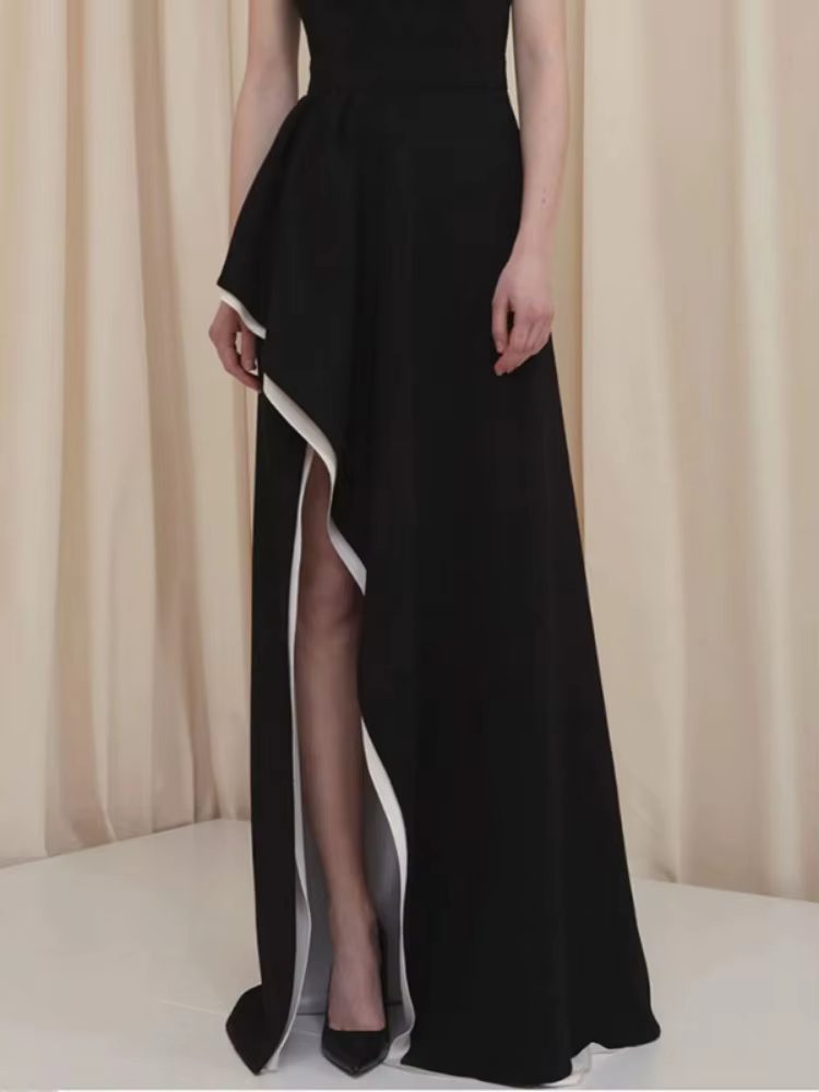 Freeacy – robe de soirée pour femmes, col rond, sans manches, taille haute, fendue sur le côté, long