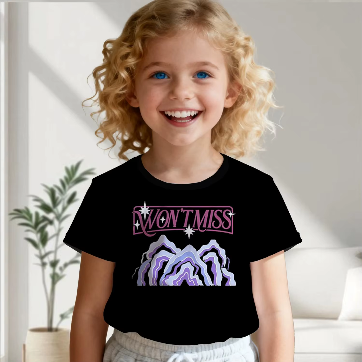 T-shirt à manches courtes avec imprimé graphique de dessin animé K-POP à la mode pour enfant/adulte,