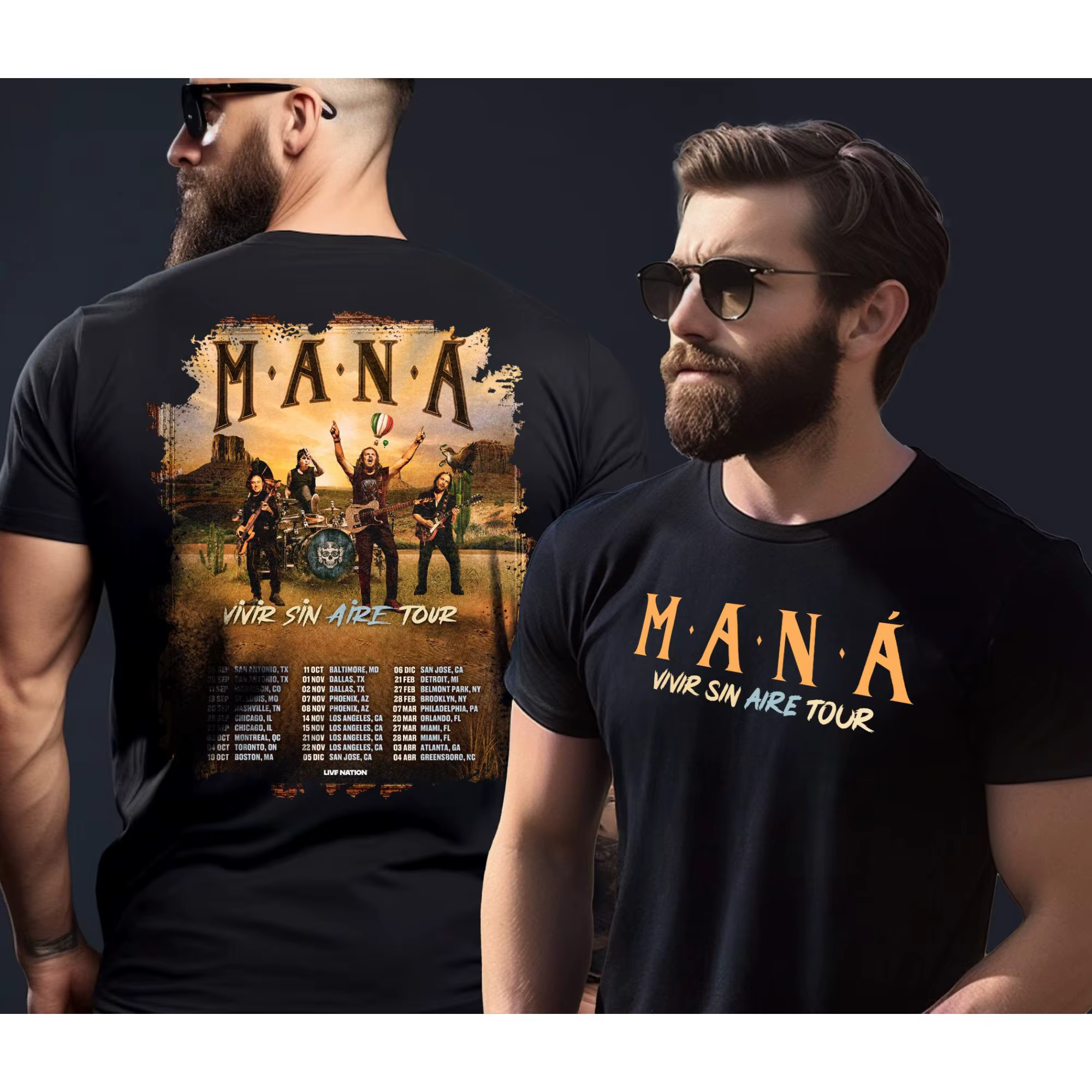 Mana Tour T-shirt 2025 T-shirt en coton confortable pour hommes femmes rue décontracté coton cadeau