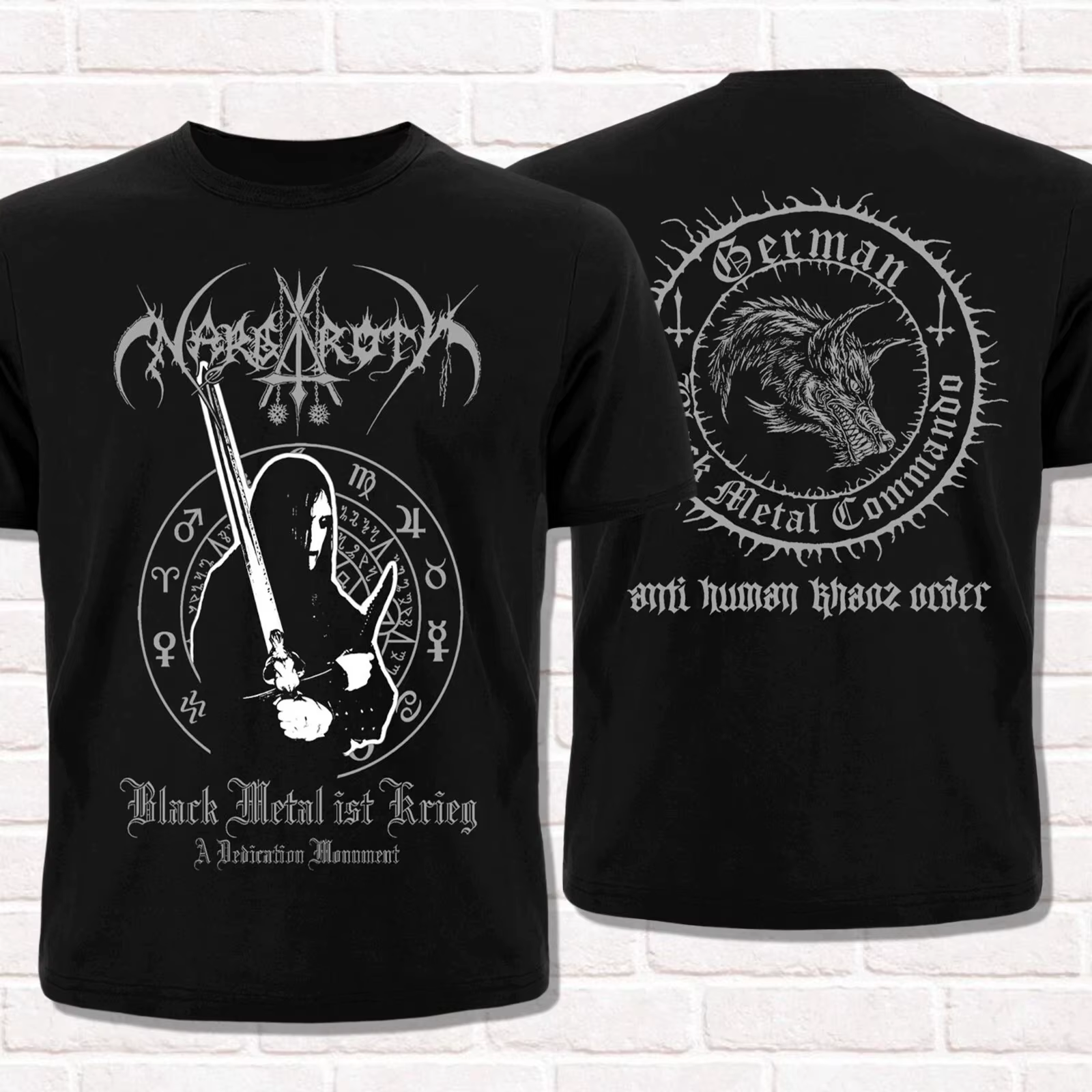 Nargaroth T-Shirt noir métal Ist Krieg 2001 noir métal têtes de métal Style été coton hommes haut po