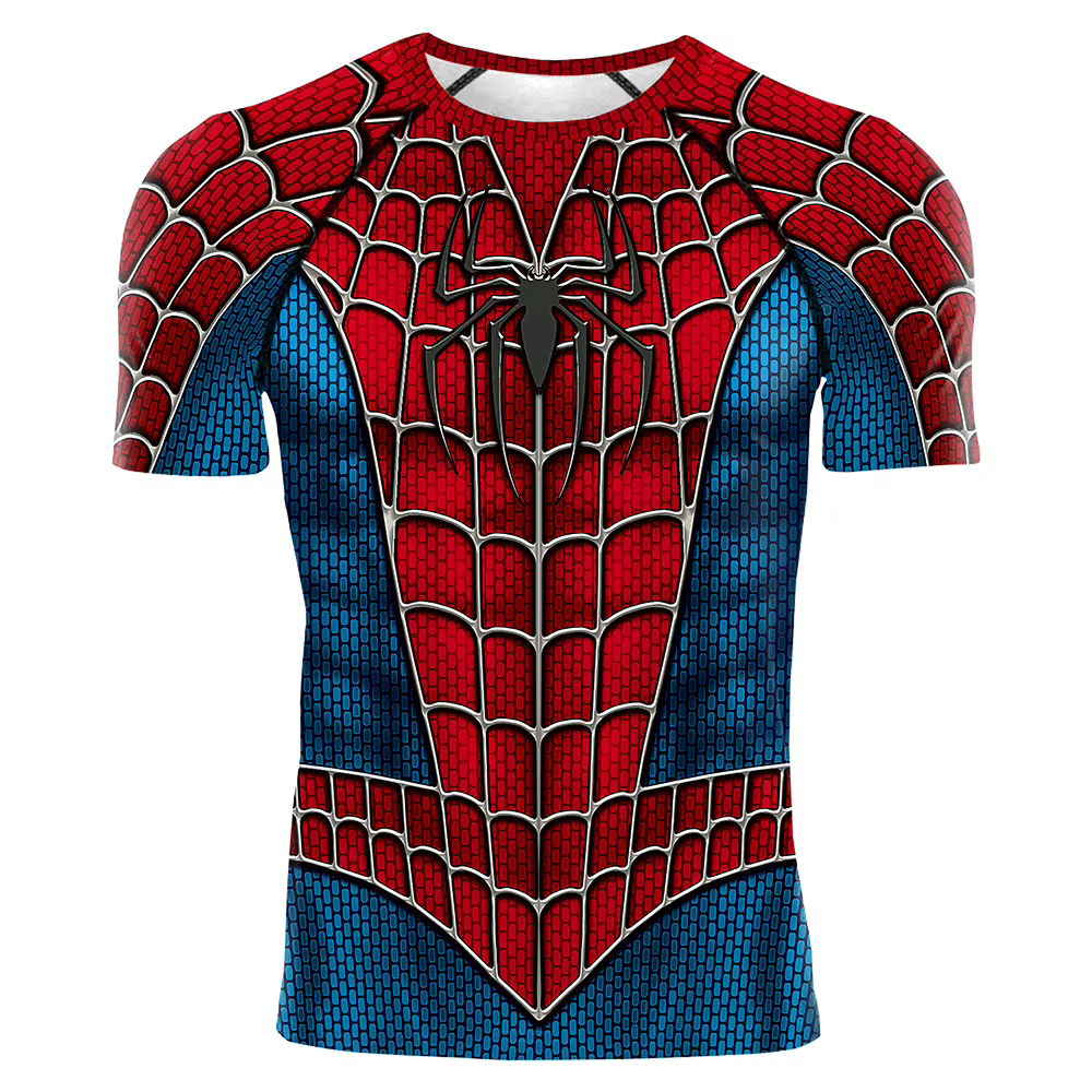 Costume de Cosplay araignée pour hommes, T-Shirts de super-héros, chemise de Compression à manches l