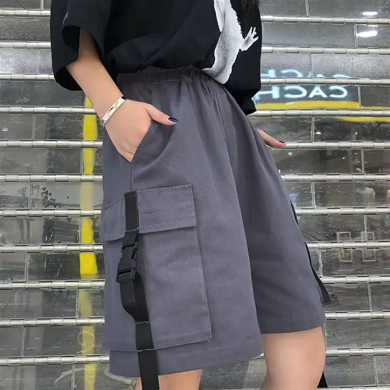 Short Cargo longueur genou pour femmes BF Couple jambes larges Cool Ins Empire outillage poches Vint