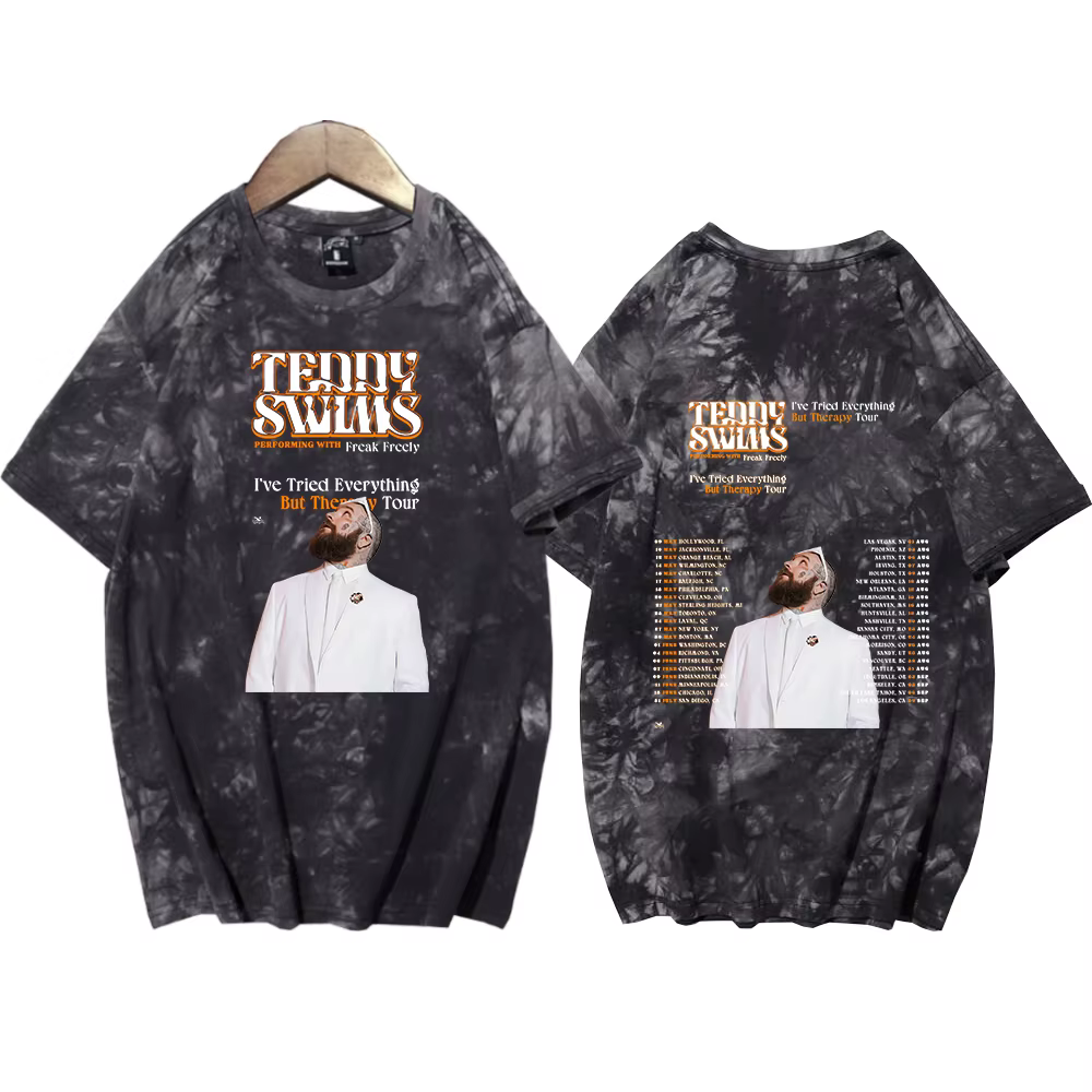 T-shirt manches courtes col rond unisexe, Teddy Swims Tour 2025 aught Dye Shirts, GérSouvenir Gift Y