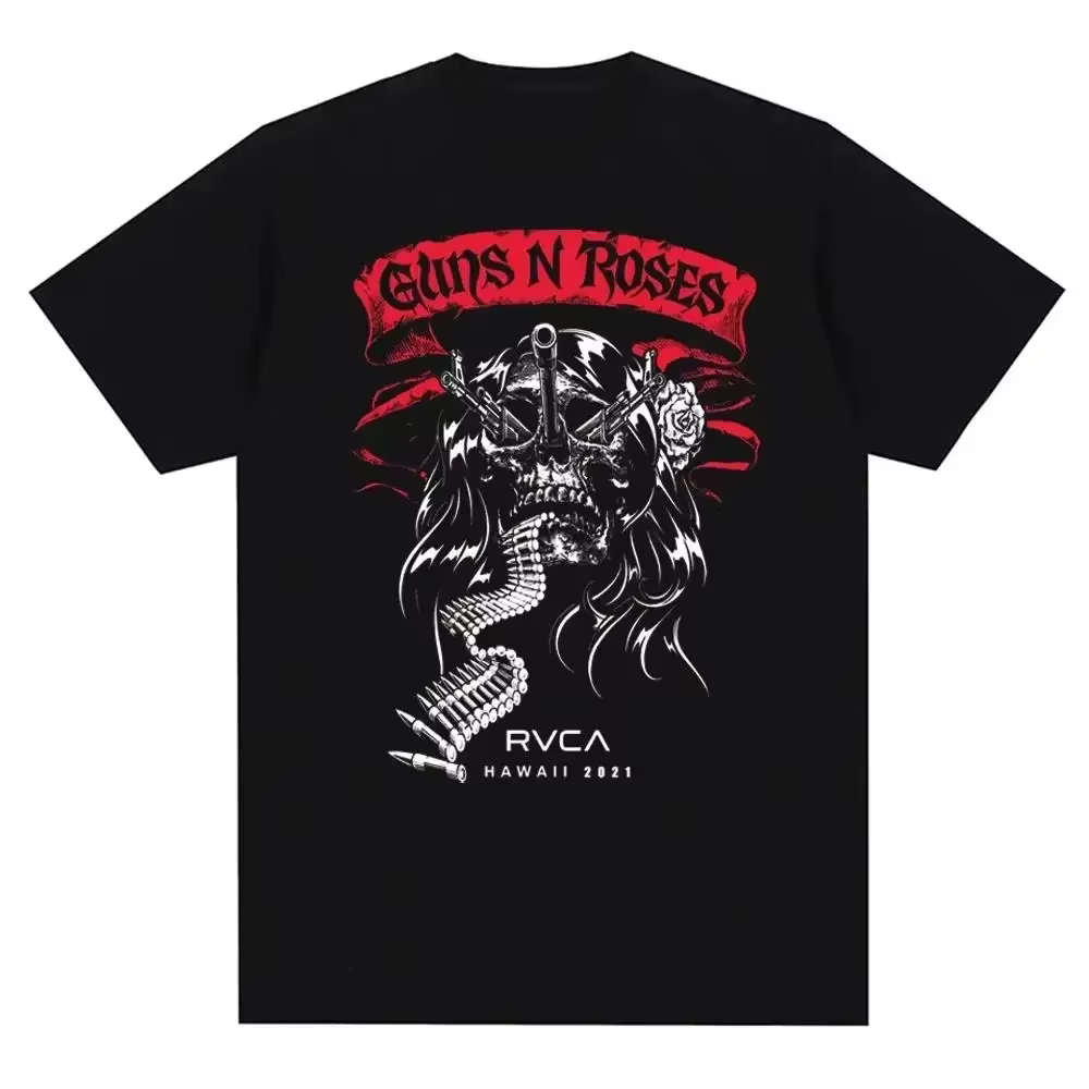 T-shirt à imprimé graphique Guns N Roses, t-shirt vintage de groupe de rock, streetwear, manches cou