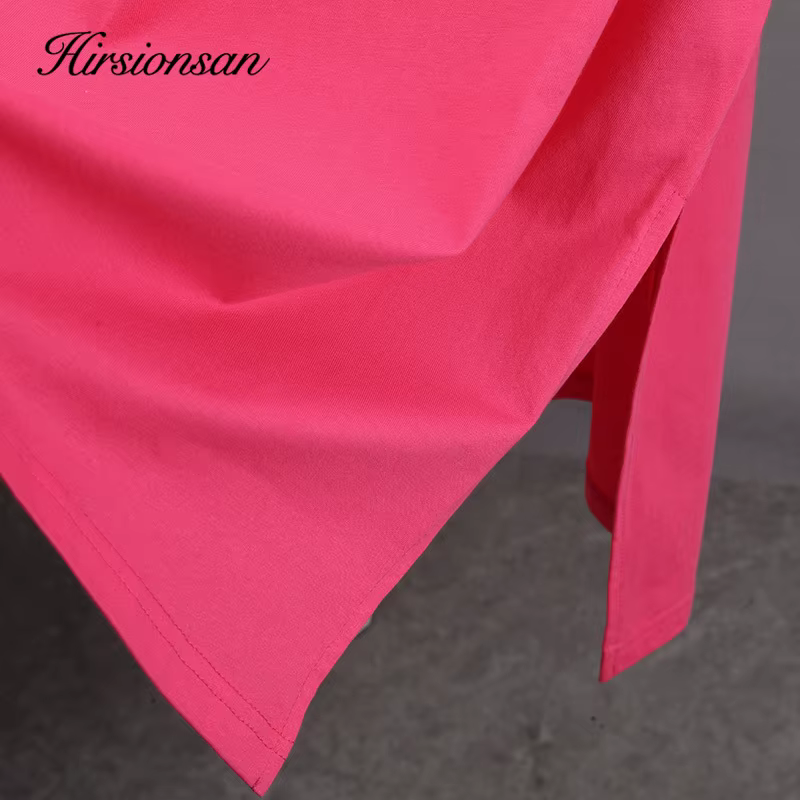 Hirsionsan été surdimensionné coton t-shirt femmes 2023 nouveau ample solide fendu t-shirts décontra