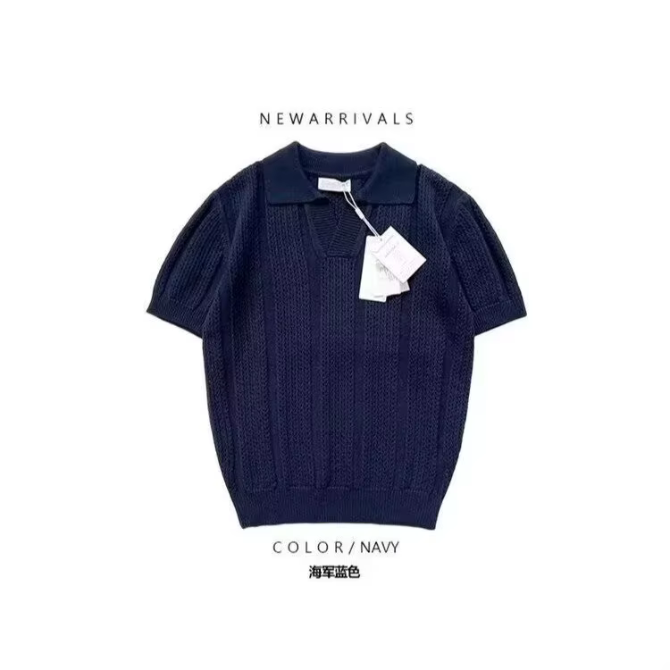 Polo à manches courtes en maille ajourée pour homme, t-shirt décontracté en polyester de haute quali