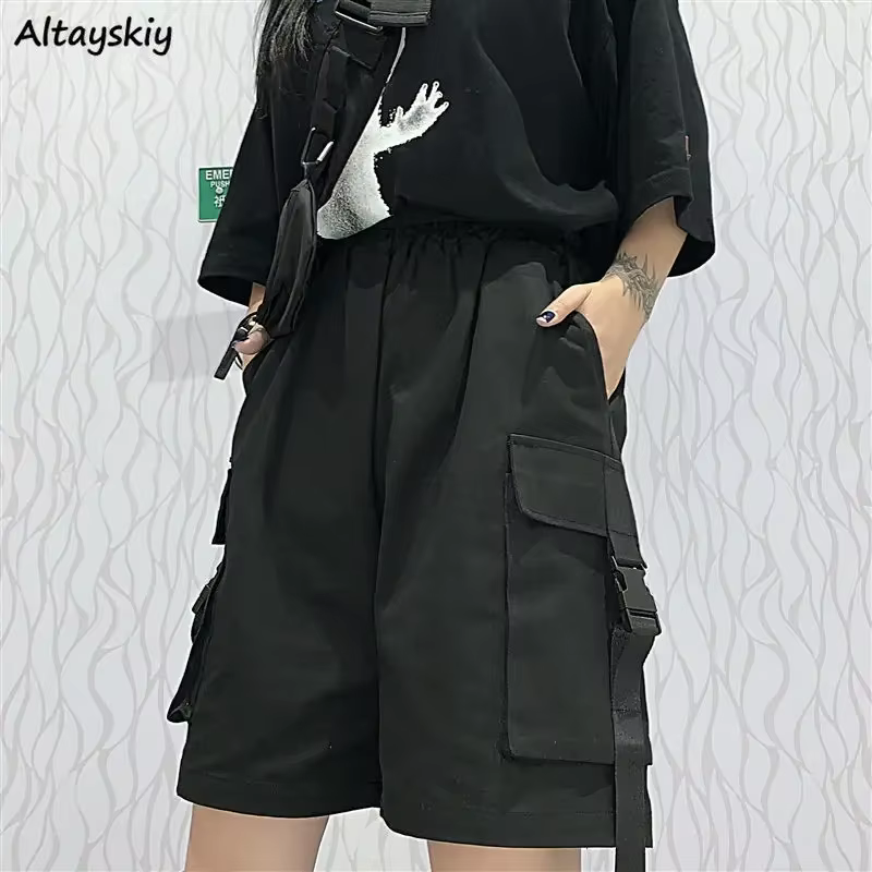 Short Cargo longueur genou pour femmes BF Couple jambes larges Cool Ins Empire outillage poches Vint