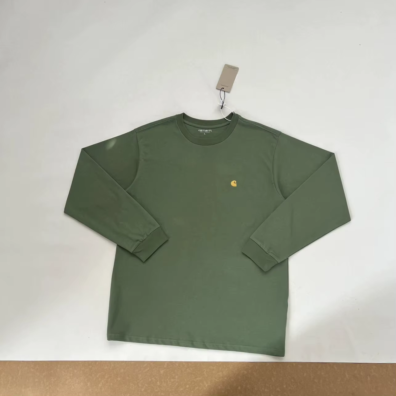 T-shirt à manches longues style basique avec logo brodé, vêtement de travail automobile en coton, ha