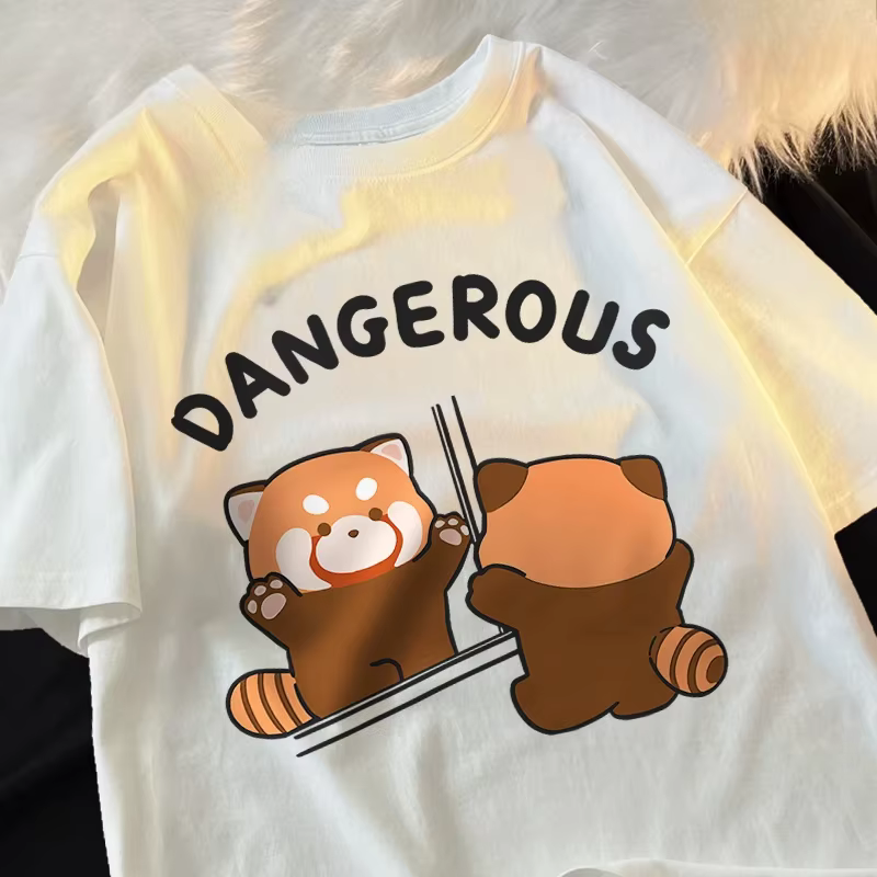 Sœurs hauts raton laveur regardant dans le miroir T-Shirt décontracté respirant rue Hip Hop hauts Co