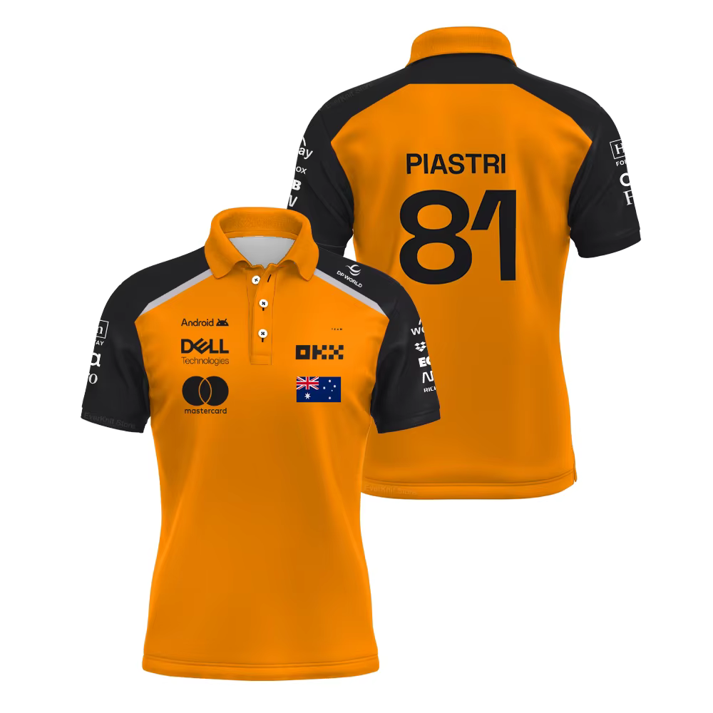 Nouveau Polo Homme 2026 Norris 1 Racing Team Oscar Piastri 81 Pilote Sportif Respirant T-shirt Quoti