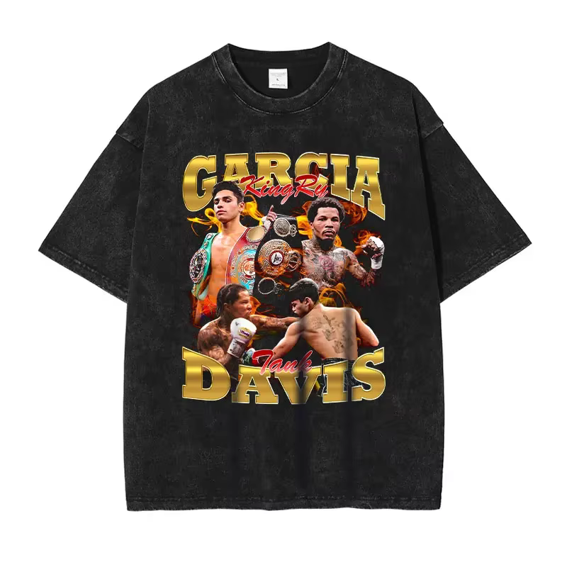 Réservoir Gervonta Davis T-shirt Champion de boxe lavé à manches courtes surdimensionné T-shirt Hara