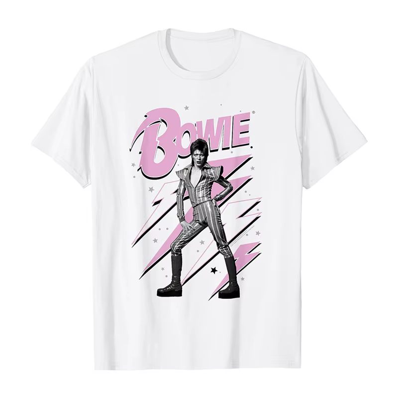 T-shirt imprimé rétro américain pour hommes et femmes, avec image du chanteur de rock David Bowie