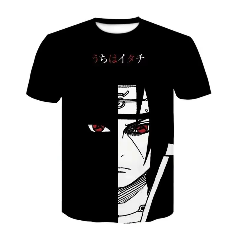 T-shirt Naruto Shippuden imprimé 3D, motif feu et glace, manches courtes, unisexe, décontracté, stre