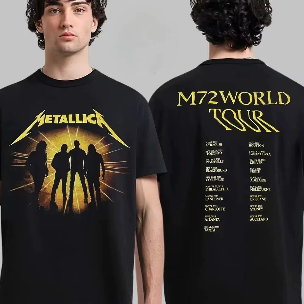 T-shirt Commémoratif Metallica M72 Tournée Mondiale 2026 – Graphisme Musical – Été 2026 – Coton – Ho