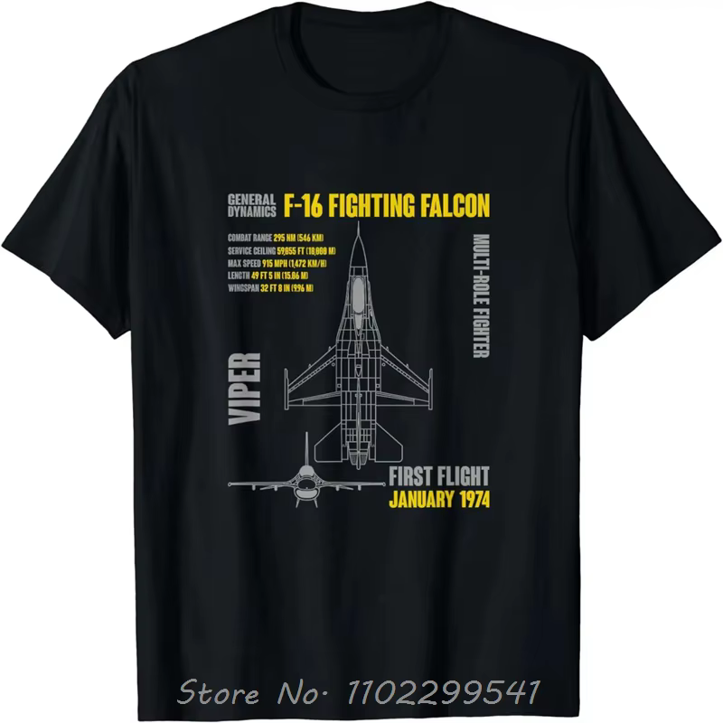 T-Shirt surdimensionné à manches courtes et col rond, décontracté, en coton, pour avion de combat Fa
