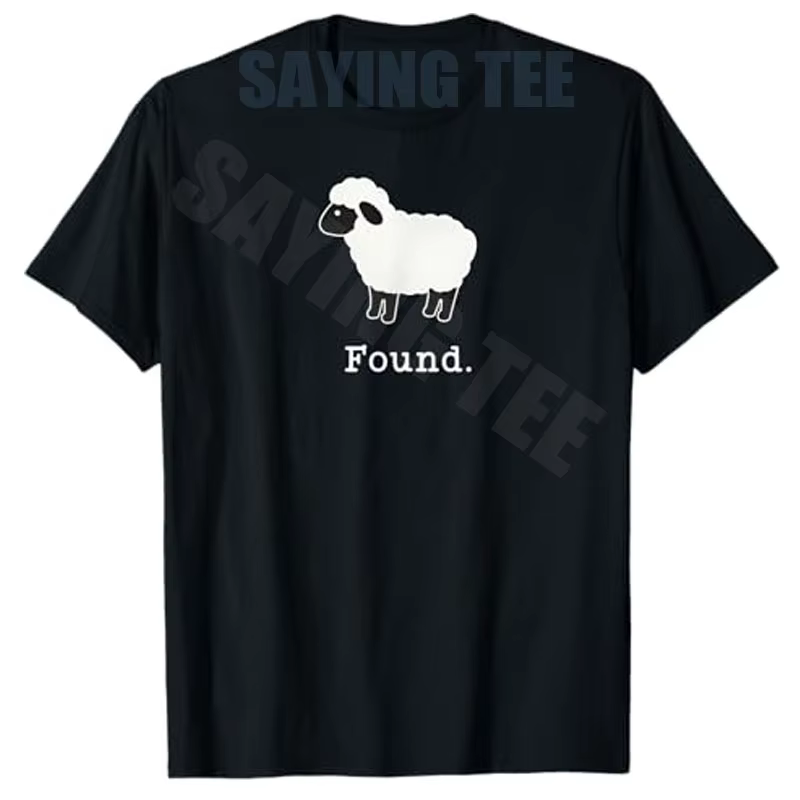 T-shirt chrétien minimaliste avec motif agneau et verset biblique (Psaume 23), style Y2K, avec citat