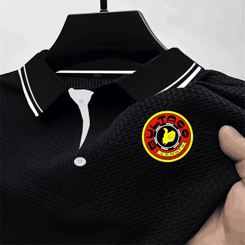 POLO de marque en pur coton pour hommes, couleur unie, grand design à carreaux, imprimé bultaco, hau