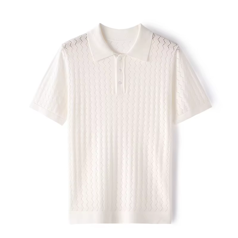 MVCircFLRT-T-shirt à manches courtes pour homme, polo en tricot respirant, chemise fine, chemise d'a