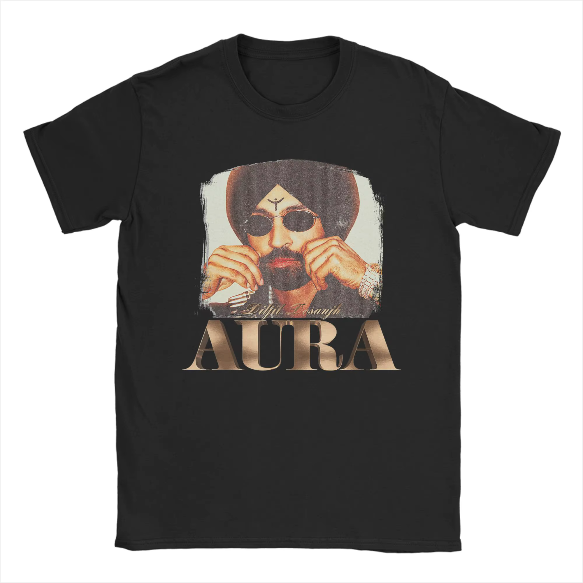 Aura Title Diljit Dosanjh 2026 T-shirt pour homme, t-shirt drôle à manches courtes, col rond, vêteme