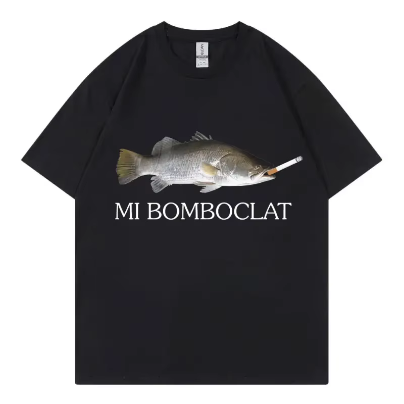 T-shirt manches courtes femme, humoristique, bombardier, poisson, Meme, tendance, Y2k, Style Vintage