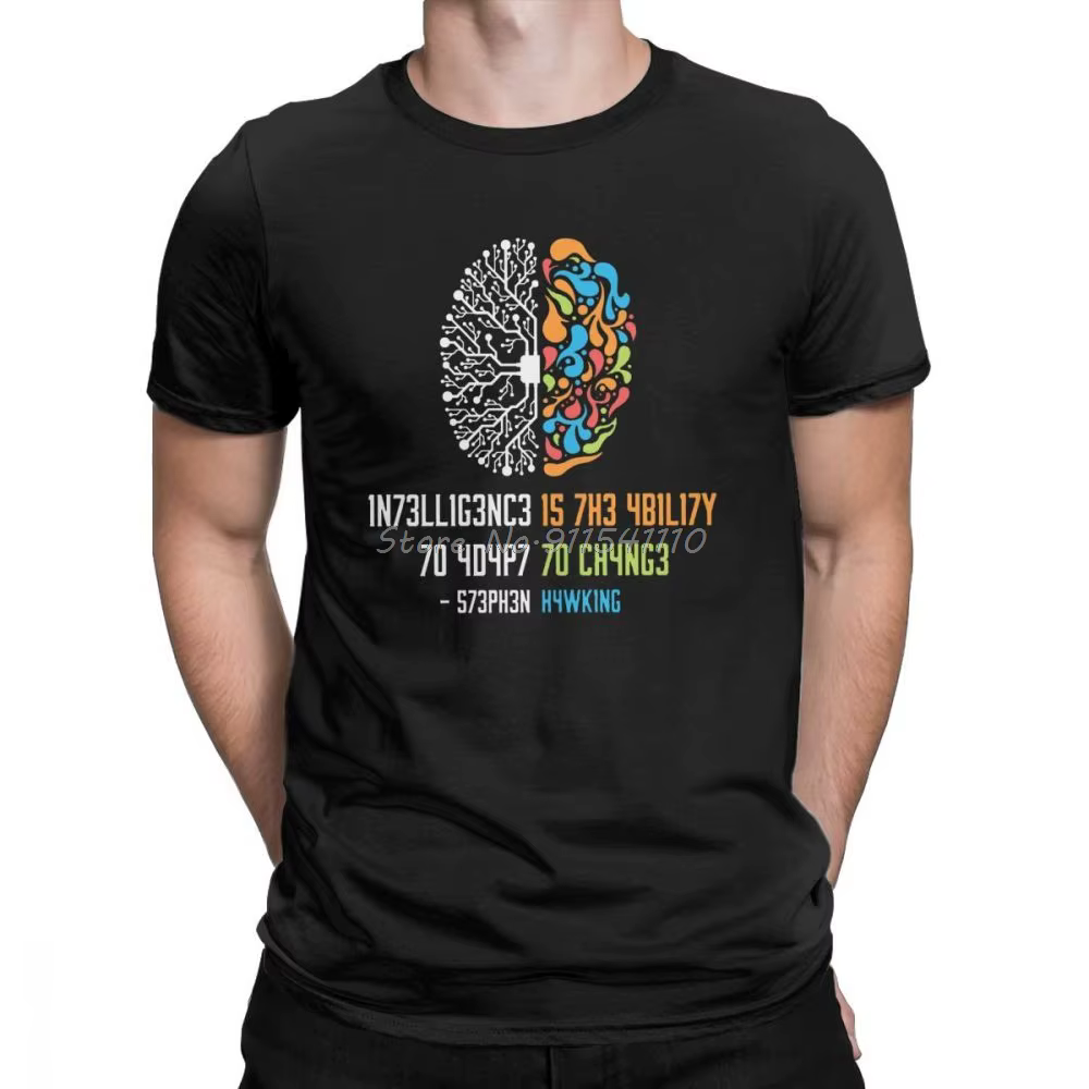 T-shirt d'été en coton pour hommes, intelligence, c'est AV pour s'adapter au changement, slogan scie