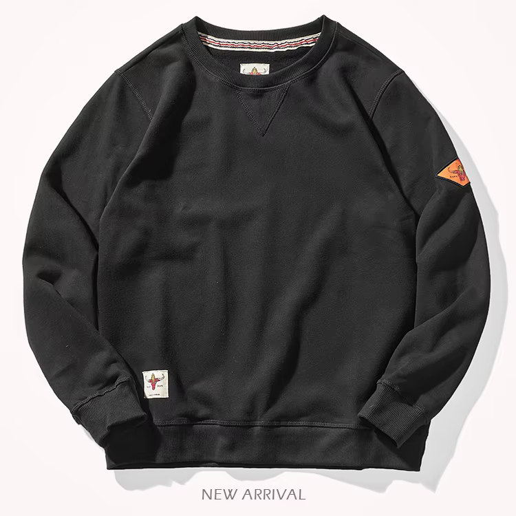 Pull sans capuche à col rond pour homme, pull en coton peluche, haut de sport simple, manches longue